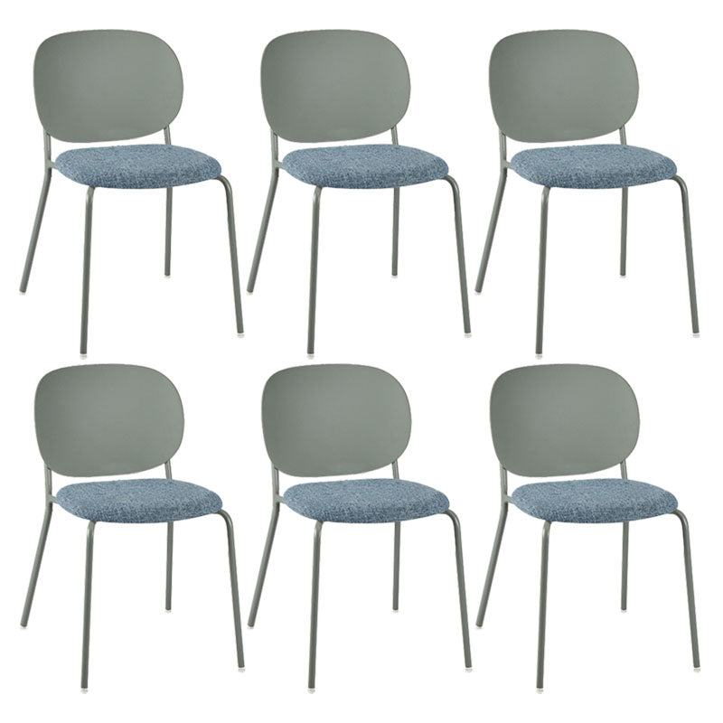 Modern Upholstered Armless Chair Plastic Dining Chair with Metal Base for Restaurant