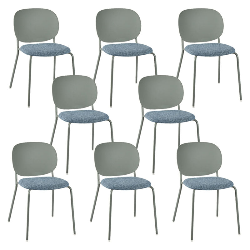 Modern Upholstered Armless Chair Plastic Dining Chair with Metal Base for Restaurant