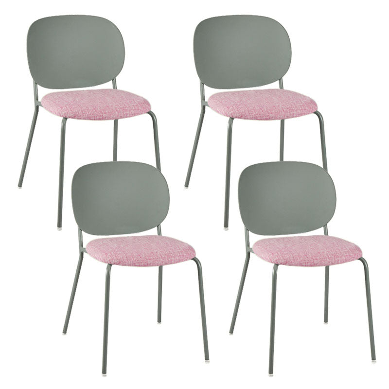 Modern Upholstered Armless Chair Plastic Dining Chair with Metal Base for Restaurant