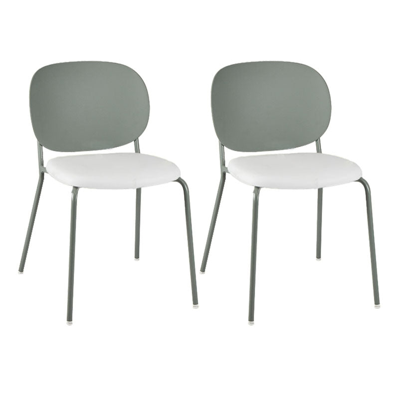 Modern Upholstered Armless Chair Plastic Dining Chair with Metal Base for Restaurant