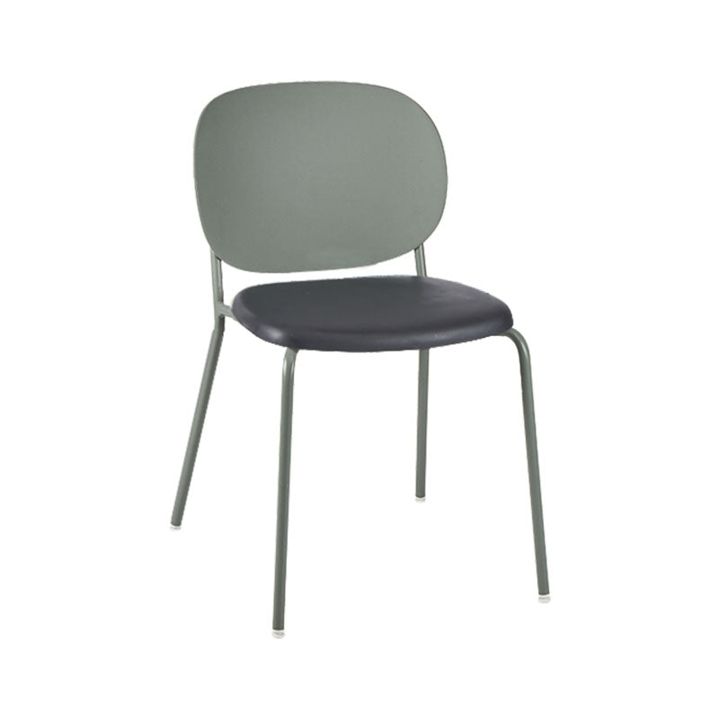 Modern Upholstered Armless Chair Plastic Dining Chair with Metal Base for Restaurant