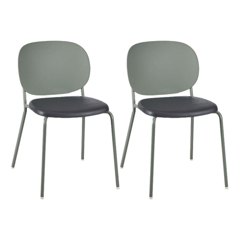 Modern Upholstered Armless Chair Plastic Dining Chair with Metal Base for Restaurant