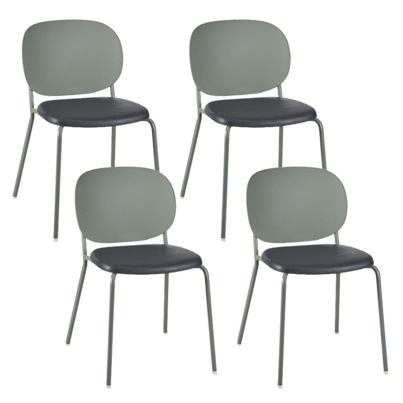 Modern Upholstered Armless Chair Plastic Dining Chair with Metal Base for Restaurant