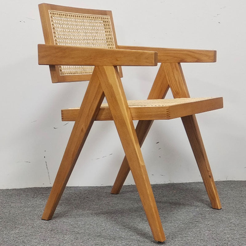 Contemporary Style Chair Arm Open Back Chair with Wood Legs for Home