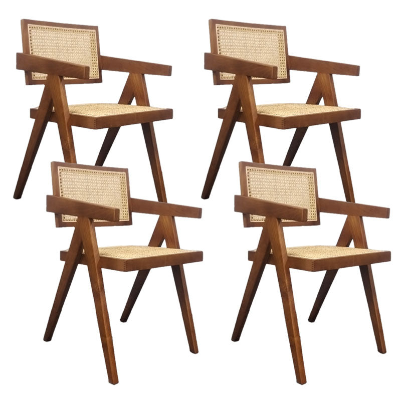 Contemporary Style Chair Arm Open Back Chair with Wood Legs for Home