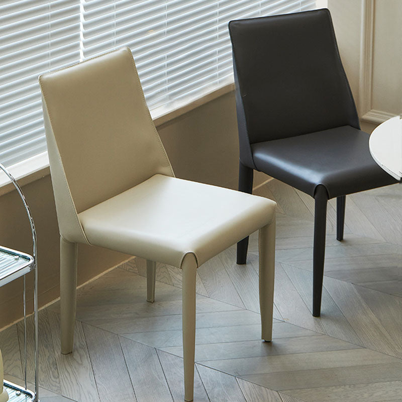 Designer Style Armless Chair Solid Back Side Leather Indoor Chair for Restaurant