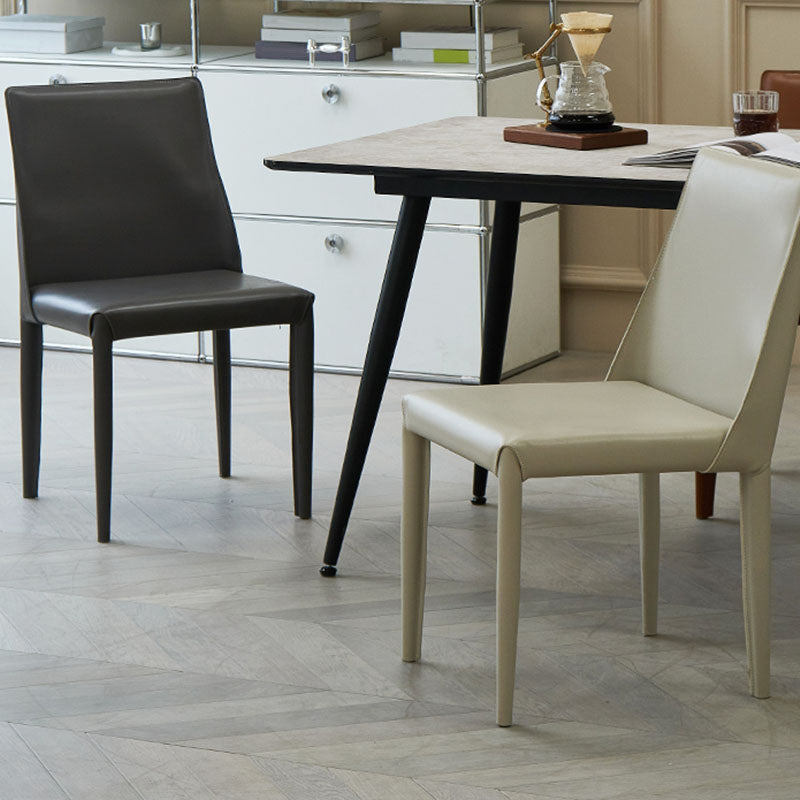 Designer Style Armless Chair Solid Back Side Leather Indoor Chair for Restaurant