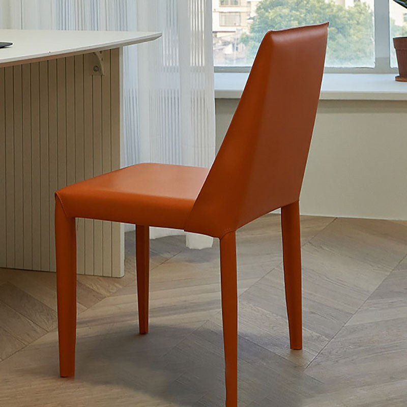 Designer Style Armless Chair Solid Back Side Leather Indoor Chair for Restaurant
