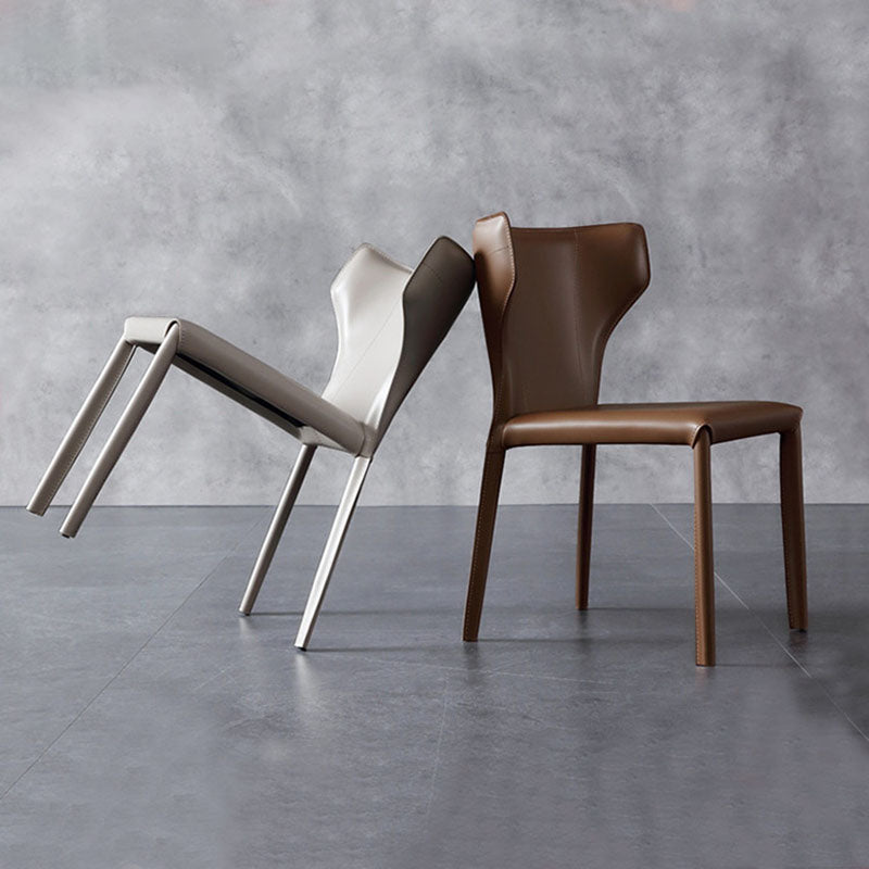 Contemporary Style Chair Armless Wingback Side Chair with Metal Legs for Home