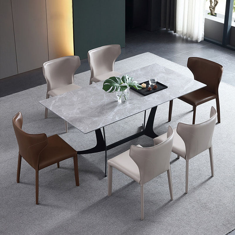 Contemporary Style Chair Armless Wingback Side Chair with Metal Legs for Home