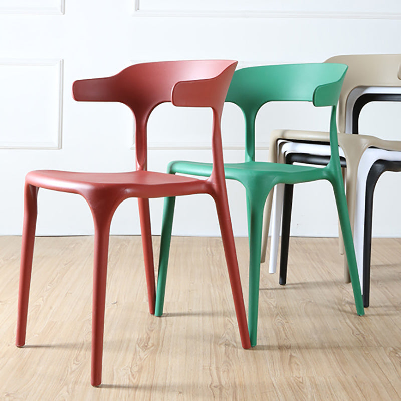 Contemporary Style Armless Dining Chair Plastic Open Back Side Chair for Restaurant