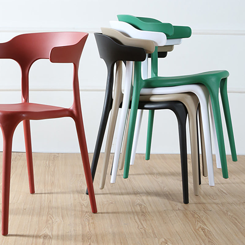 Contemporary Style Armless Dining Chair Plastic Open Back Side Chair for Restaurant