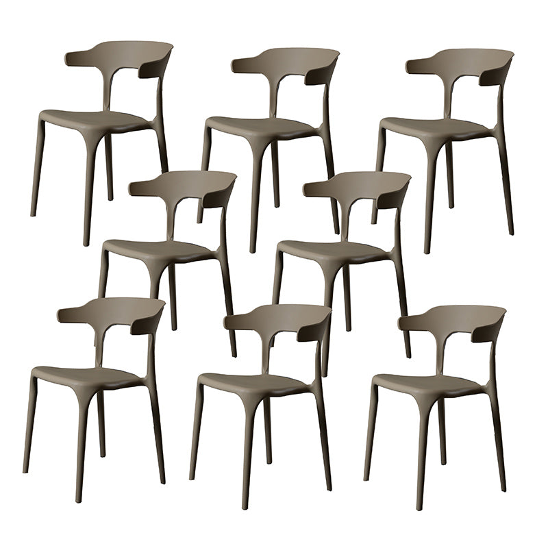 Contemporary Style Armless Dining Chair Plastic Open Back Side Chair for Restaurant