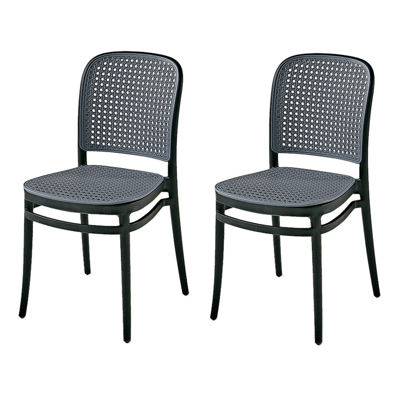 Contemporary Style Armless Chair Plastic Open Back Side Chair for Restaurant Bedroom
