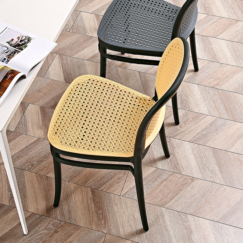 Contemporary Style Armless Chair Plastic Open Back Side Chair for Restaurant Bedroom