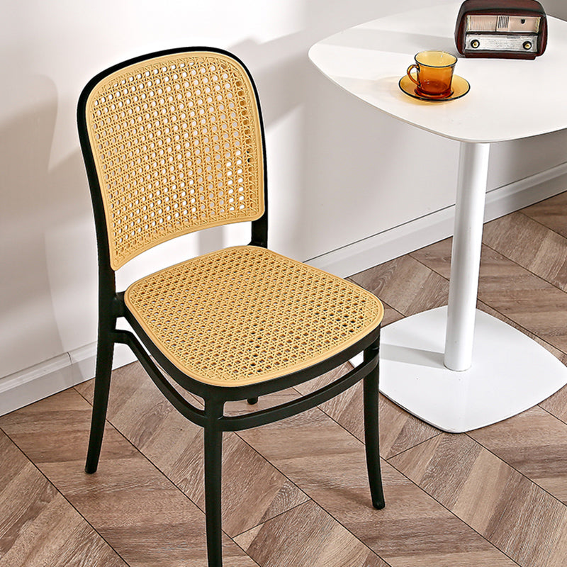 Contemporary Style Armless Chair Plastic Open Back Side Chair for Restaurant Bedroom