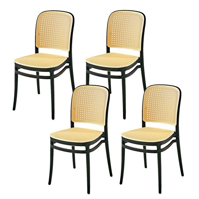 Contemporary Style Armless Chair Plastic Open Back Side Chair for Restaurant Bedroom