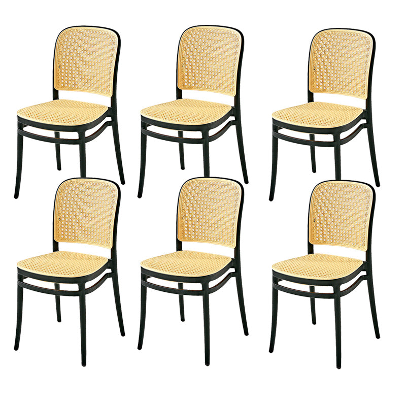 Contemporary Style Armless Chair Plastic Open Back Side Chair for Restaurant Bedroom