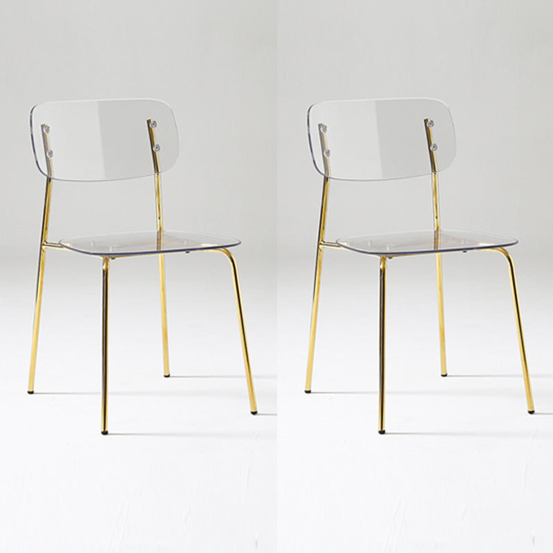 Industrial Armless Dining Chair Plastic Open Back Side Chair with Metal Base