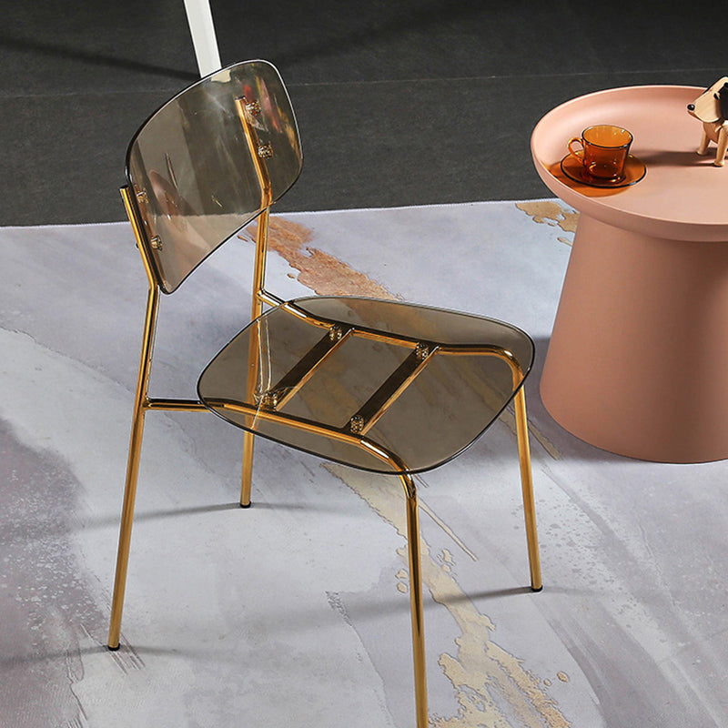 Industrial Armless Dining Chair Plastic Open Back Side Chair with Metal Base