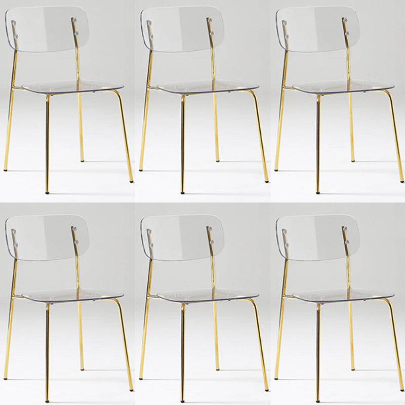 Industrial Armless Dining Chair Plastic Open Back Side Chair with Metal Base