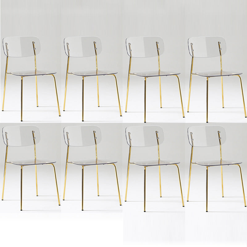 Industrial Armless Dining Chair Plastic Open Back Side Chair with Metal Base