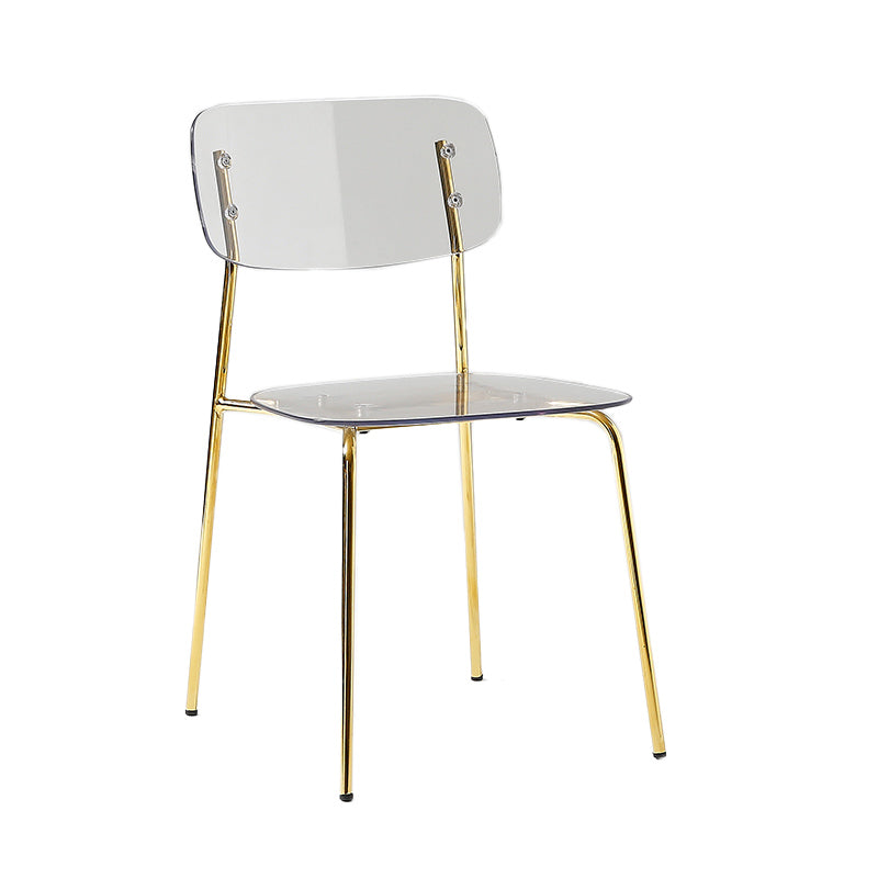 Industrial Armless Dining Chair Plastic Open Back Side Chair with Metal Base