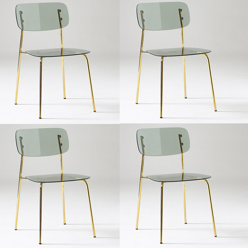 Industrial Armless Dining Chair Plastic Open Back Side Chair with Metal Base