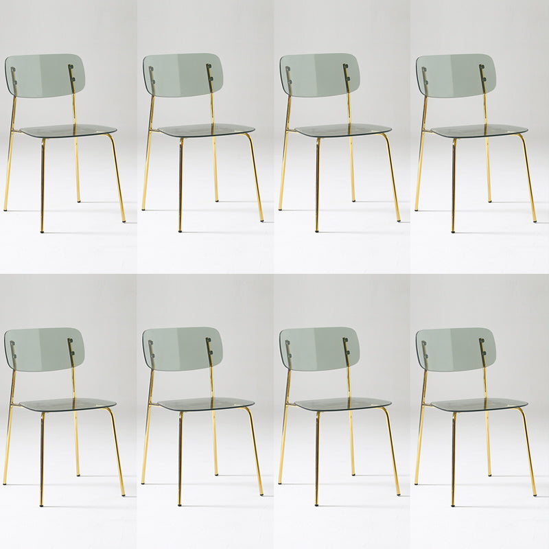 Industrial Armless Dining Chair Plastic Open Back Side Chair with Metal Base