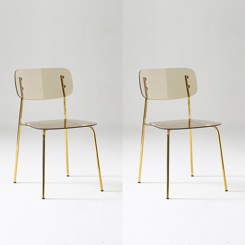 Industrial Armless Dining Chair Plastic Open Back Side Chair with Metal Base