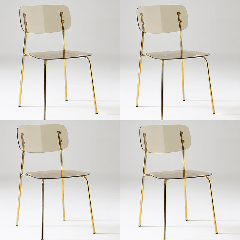 Industrial Armless Dining Chair Plastic Open Back Side Chair with Metal Base