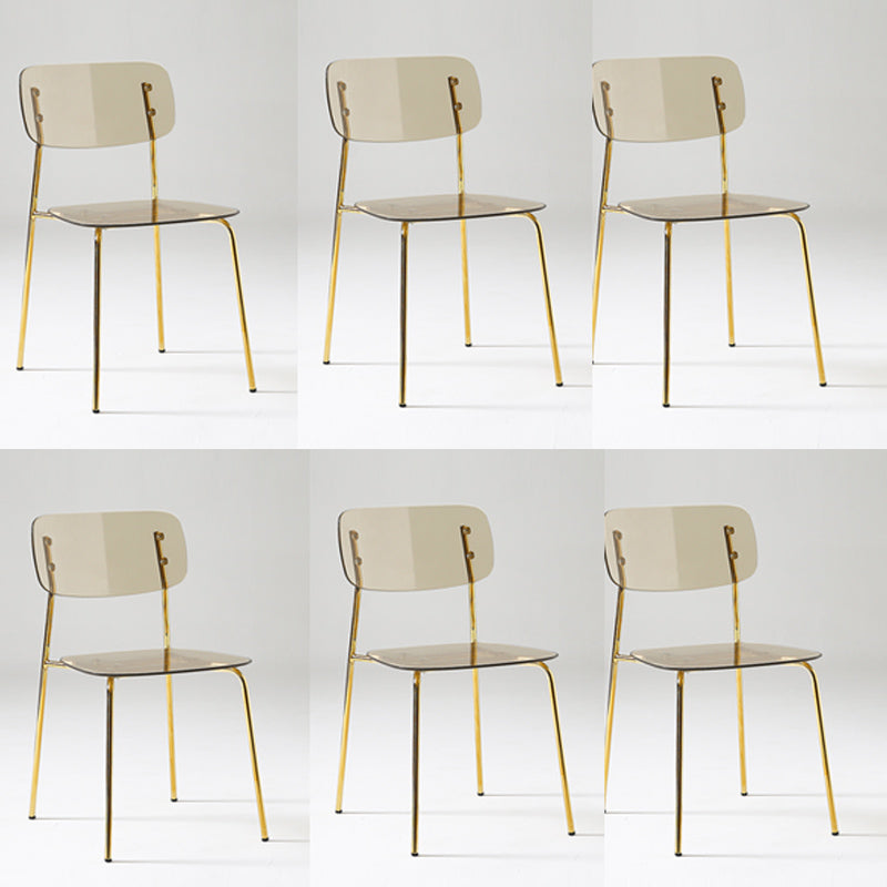 Industrial Armless Dining Chair Plastic Open Back Side Chair with Metal Base