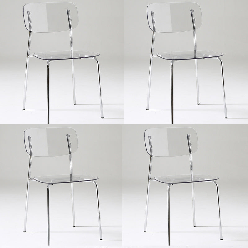 Industrial Armless Dining Chair Plastic Open Back Side Chair with Metal Base