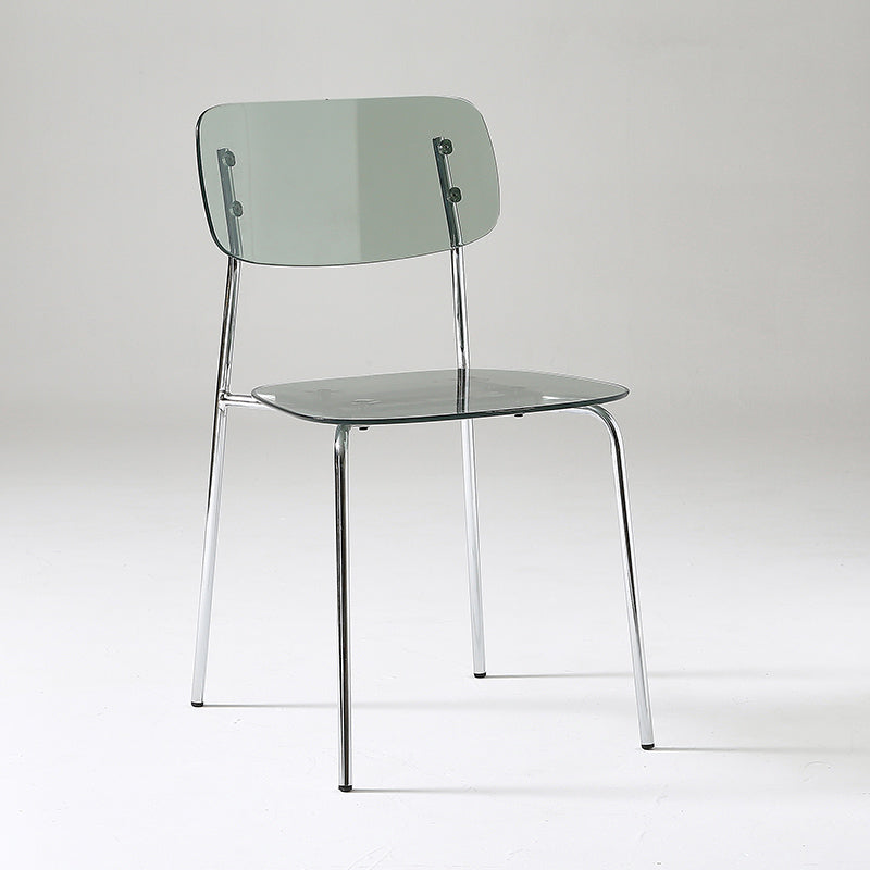 Industrial Armless Dining Chair Plastic Open Back Side Chair with Metal Base