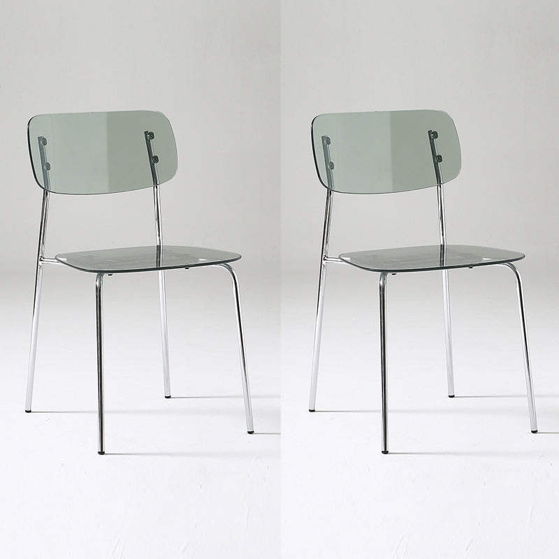 Industrial Armless Dining Chair Plastic Open Back Side Chair with Metal Base