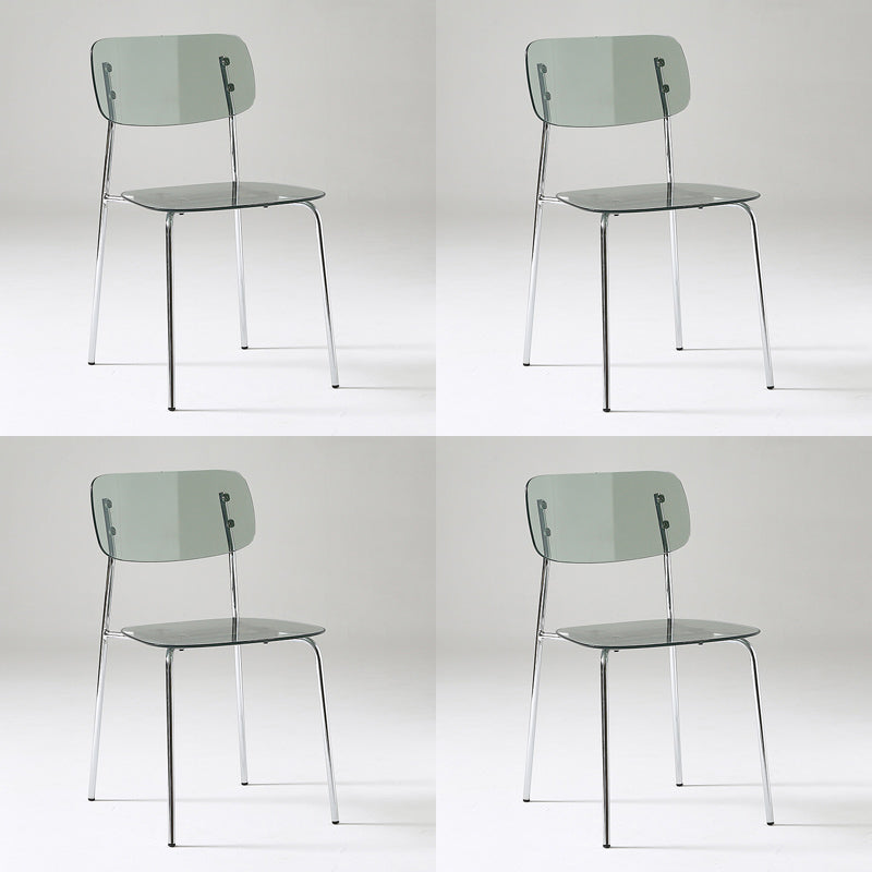 Industrial Armless Dining Chair Plastic Open Back Side Chair with Metal Base