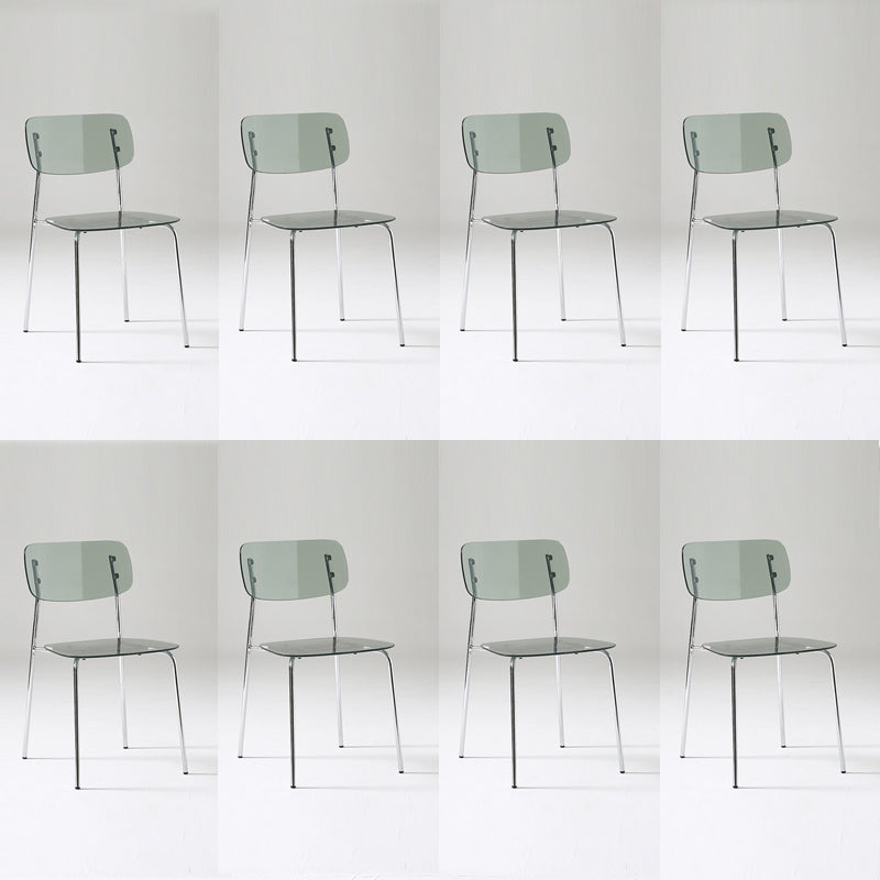 Industrial Armless Dining Chair Plastic Open Back Side Chair with Metal Base