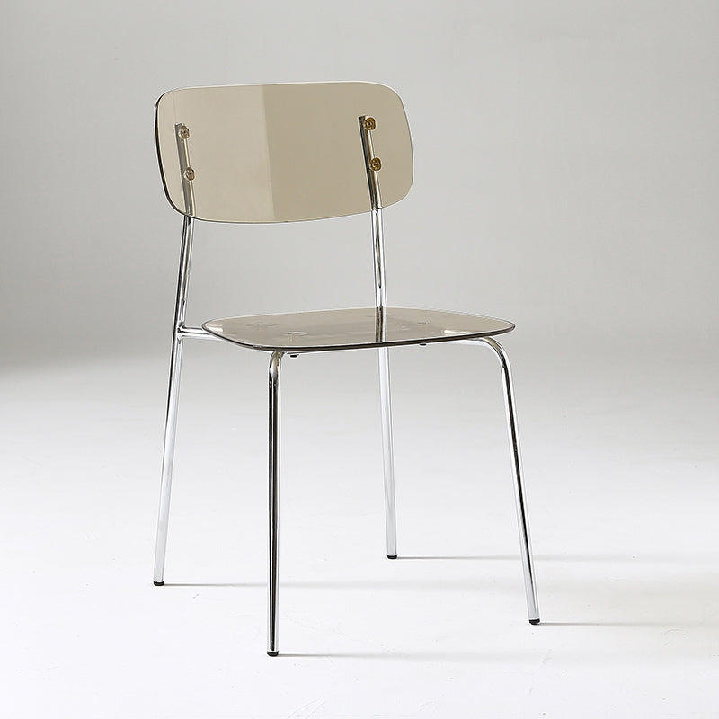 Industrial Armless Dining Chair Plastic Open Back Side Chair with Metal Base