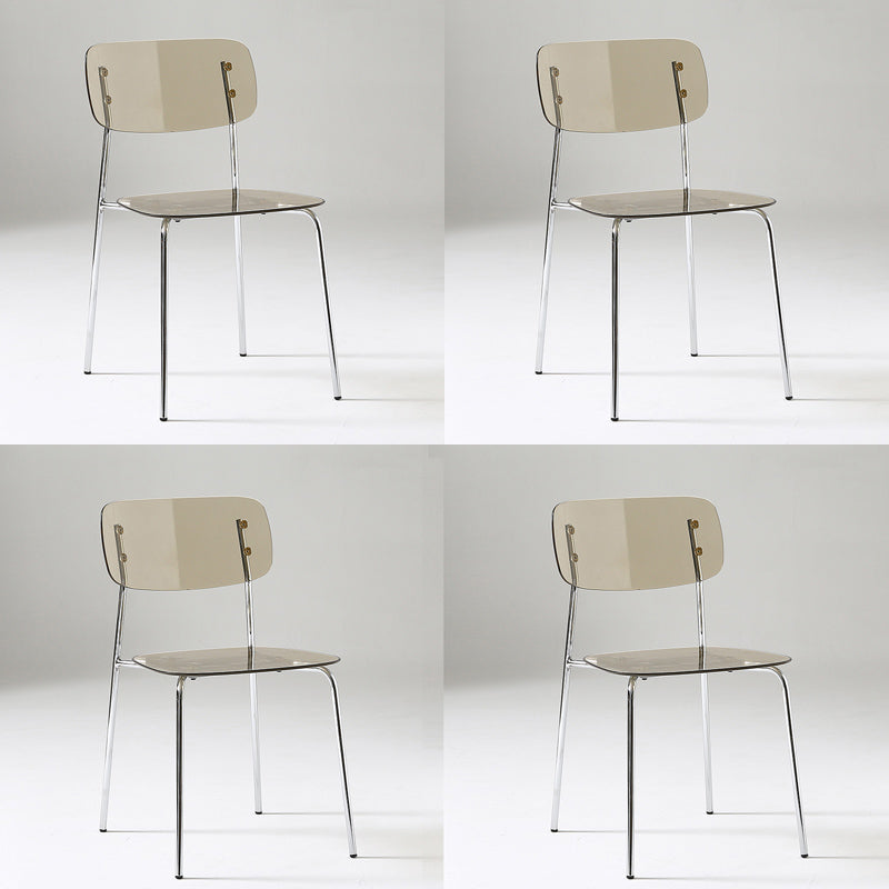Industrial Armless Dining Chair Plastic Open Back Side Chair with Metal Base