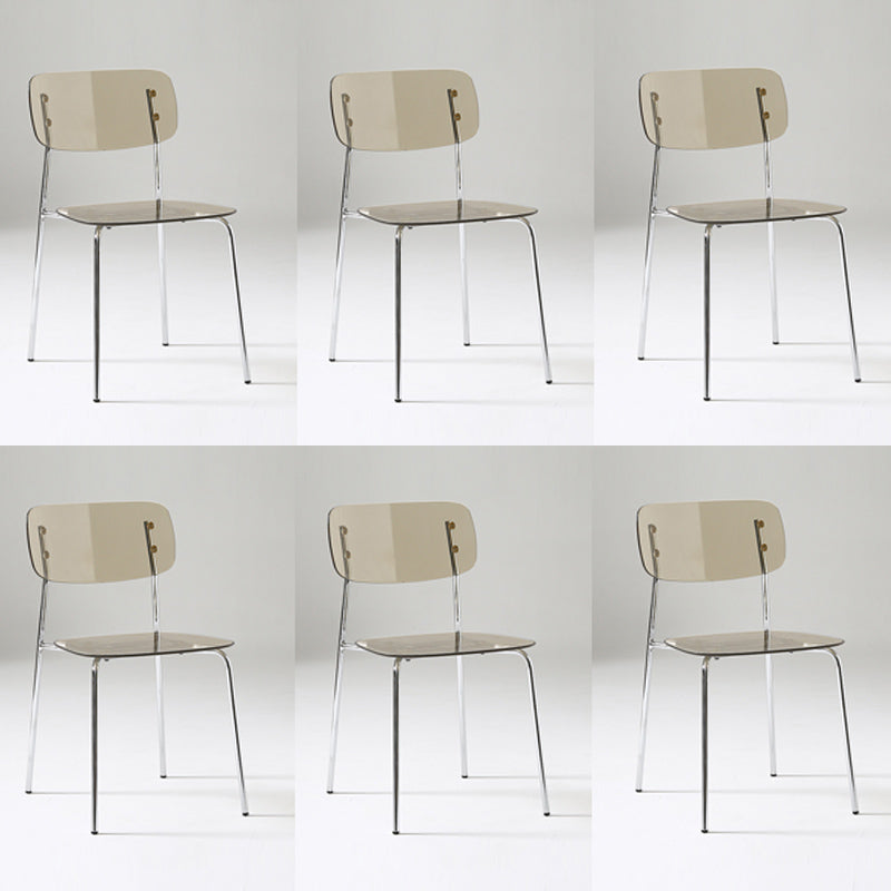 Industrial Armless Dining Chair Plastic Open Back Side Chair with Metal Base