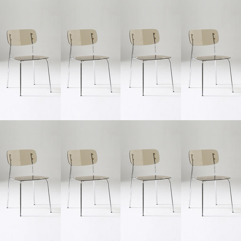 Industrial Armless Dining Chair Plastic Open Back Side Chair with Metal Base