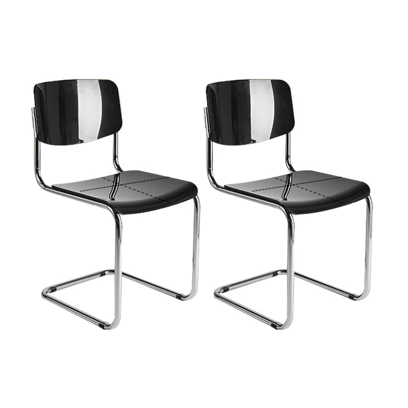 Industrial Armless Indoor Chair Plastic Open Back Side Chair with Metal Base