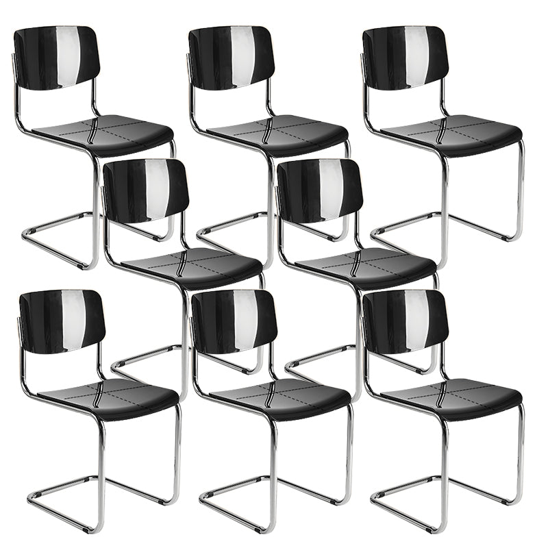 Industrial Armless Indoor Chair Plastic Open Back Side Chair with Metal Base