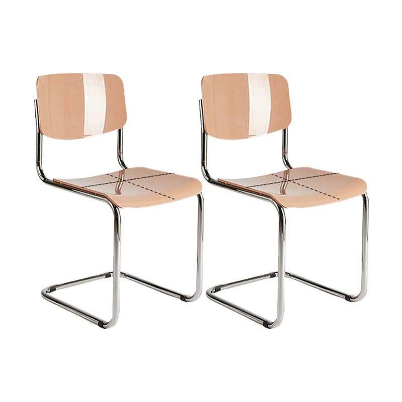 Industrial Armless Indoor Chair Plastic Open Back Side Chair with Metal Base