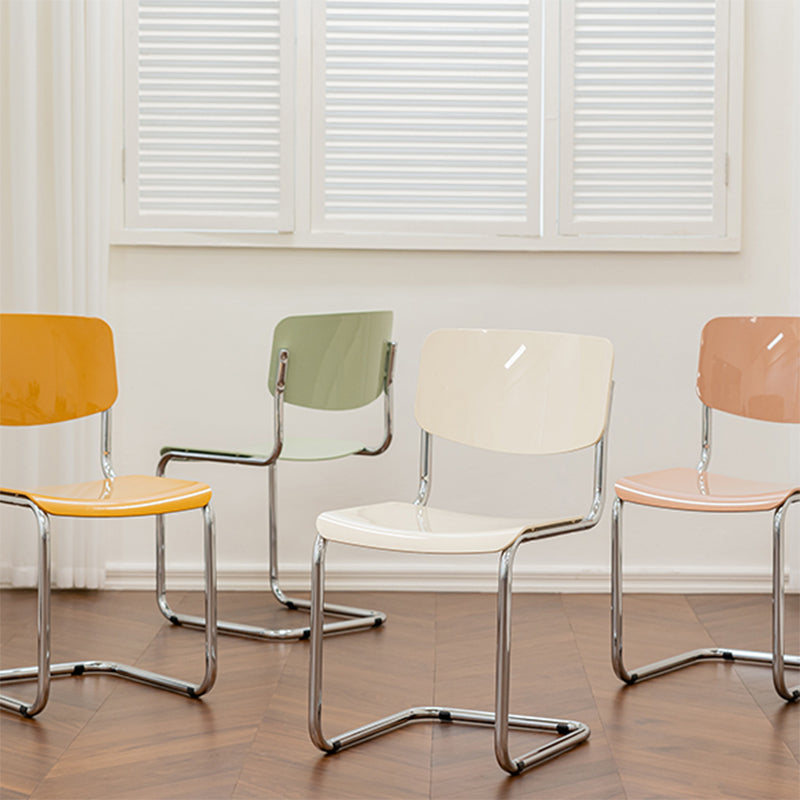 Industrial Armless Indoor Chair Plastic Open Back Side Chair with Metal Base