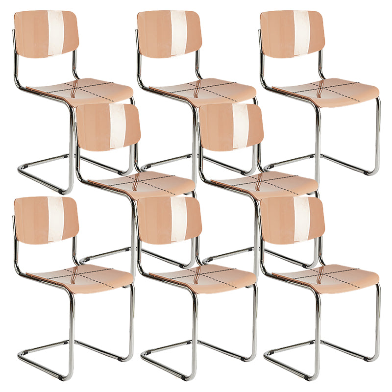 Industrial Armless Indoor Chair Plastic Open Back Side Chair with Metal Base