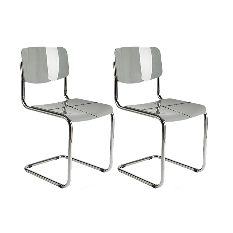 Industrial Armless Indoor Chair Plastic Open Back Side Chair with Metal Base