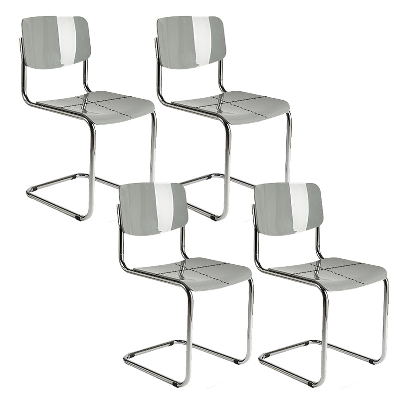 Industrial Armless Indoor Chair Plastic Open Back Side Chair with Metal Base