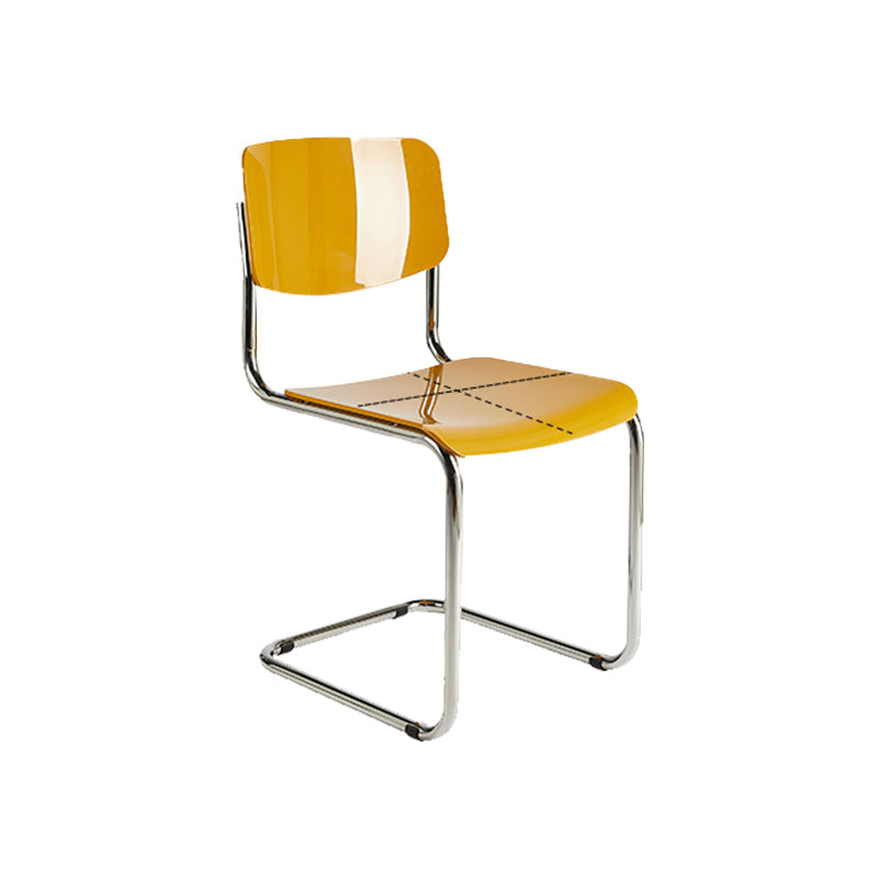 Industrial Armless Indoor Chair Plastic Open Back Side Chair with Metal Base