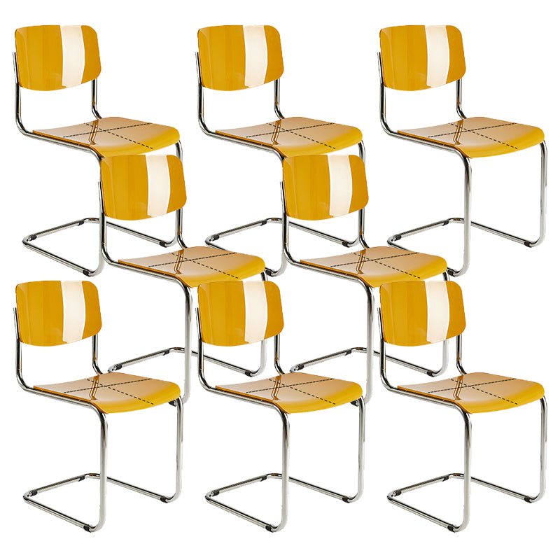 Industrial Armless Indoor Chair Plastic Open Back Side Chair with Metal Base